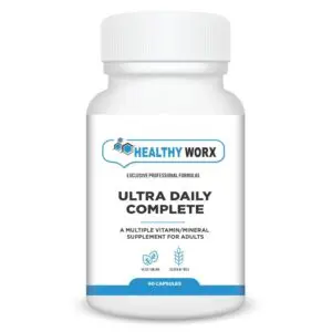 White bottle of multivitamins for adults