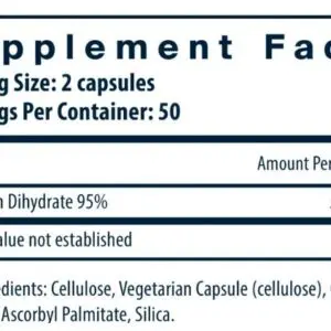 Supplement facts label for capsules