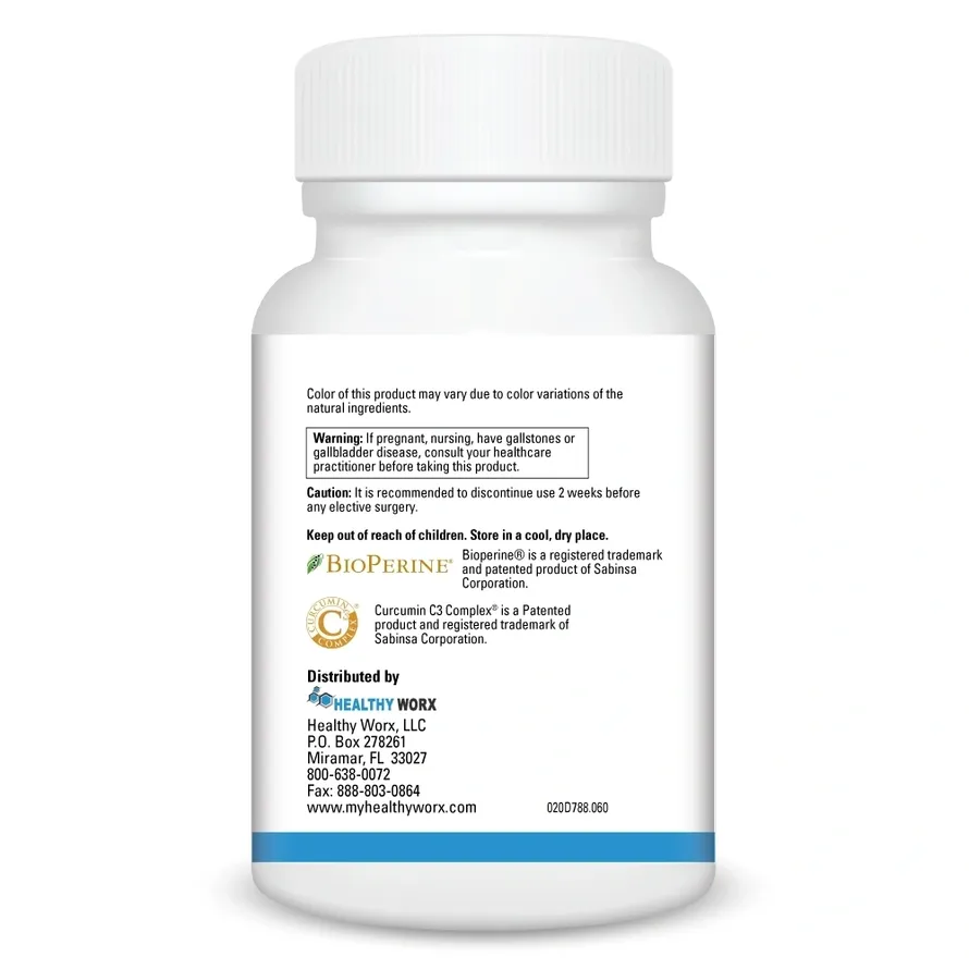 White supplement bottle with detailed label text.