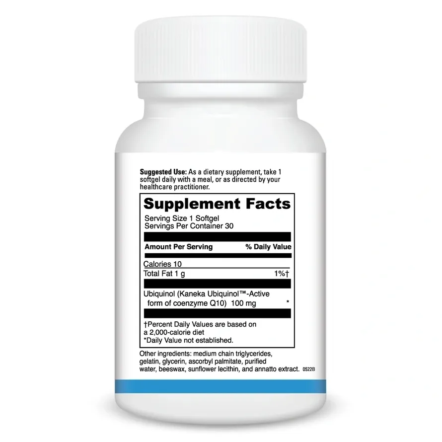 White bottle with supplement facts label.